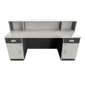 1.8m White Reception Desk Counter - Model White/Charcoal